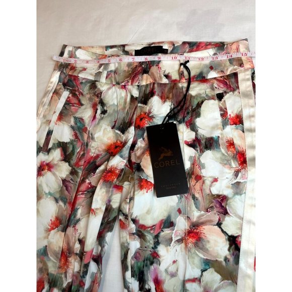 NWT Corel Women's Flower Cropped Pant Evie Pintuk Pockets Multicolor Size 36 - Picture 6 of 9